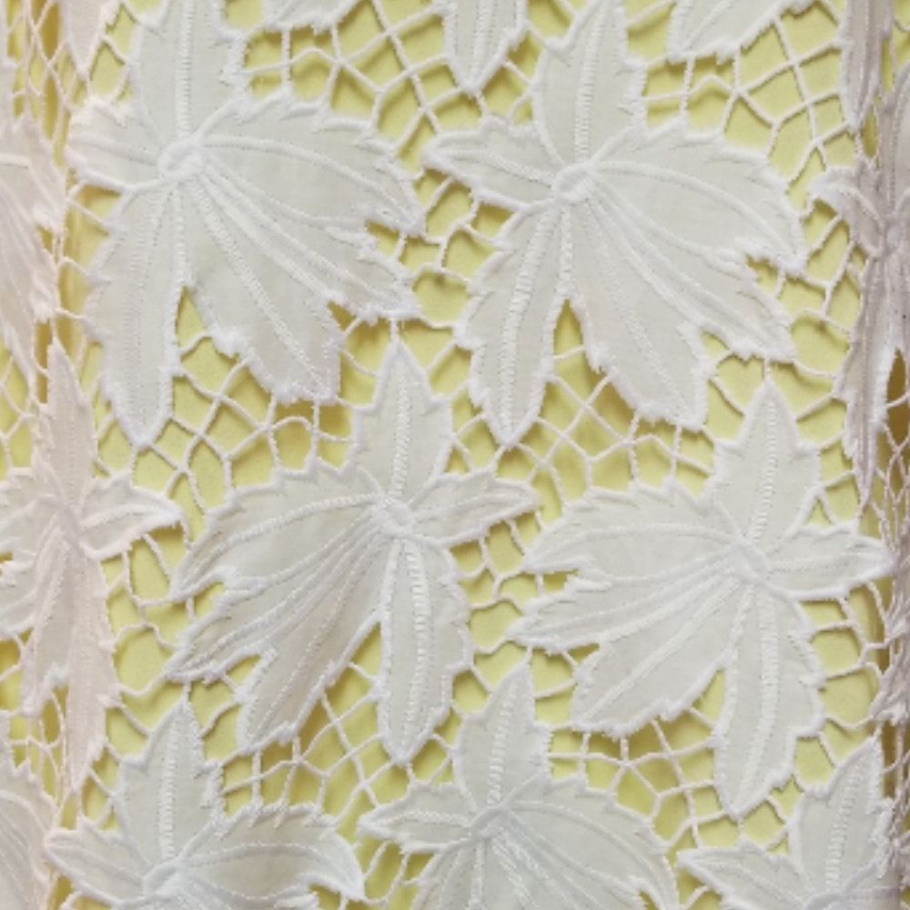 🆕️⬇️Tahari ASL White & Yellow Novelty Ruffle Sleeve Floral Dress - Picture 8 of 8